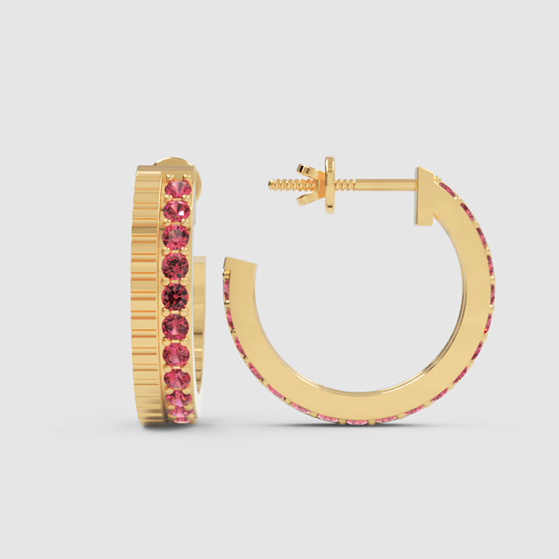Lab-Grown Ruby Hoop Earrings In White Gold – Classic Red Statement Hoops | Jebij - Five