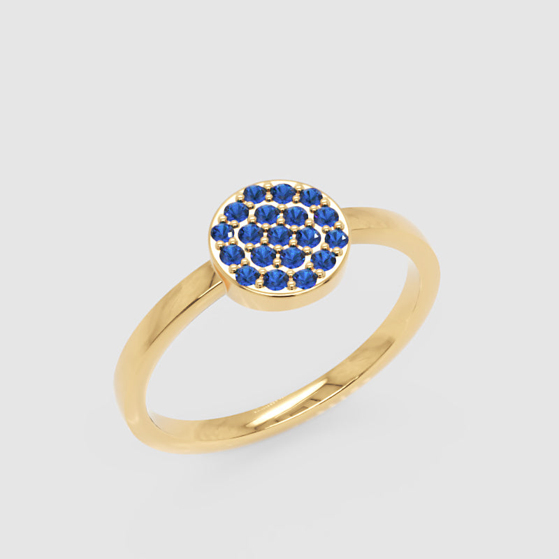 Blue Sapphire Cluster Pav Ring - Five