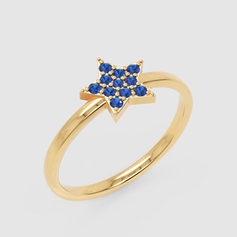 Blue Sapphire Star Cluster Ring - Five