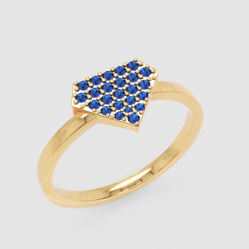 Blue Sapphire Pav Triangle Cluster Ring - Five