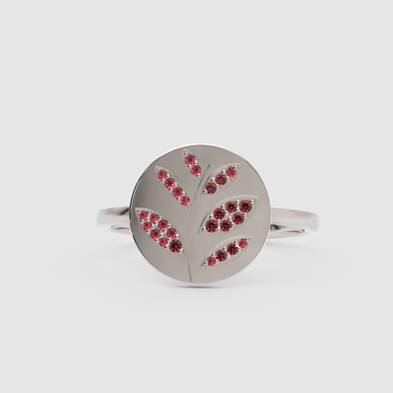 Pink Sapphire Leaf Disc Ring - Five