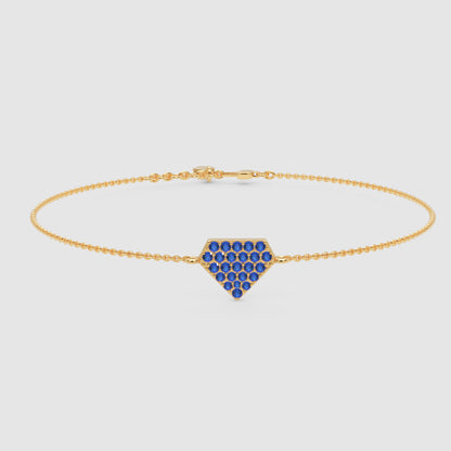 Blue Sapphire Pav Pentagon Pendant Bracelet - Five