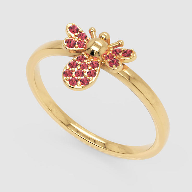 Ruby Bee Ring With Pav Wings And Antennae - Seven