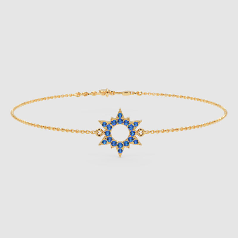 Blue Sapphire Starburst Bracelet With Open Center Design - Five