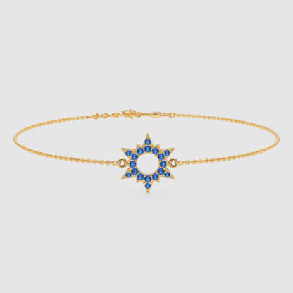 Blue Sapphire Starburst Bracelet With Open Center Design - Five
