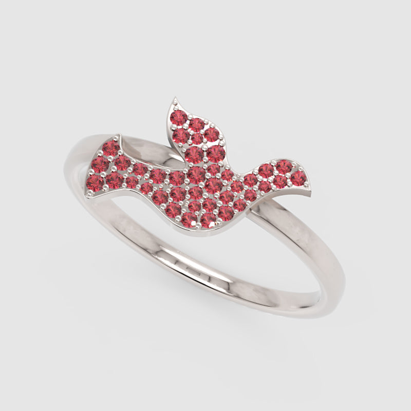 Pav Ruby Butterfly Ring In Rose Tone - Five