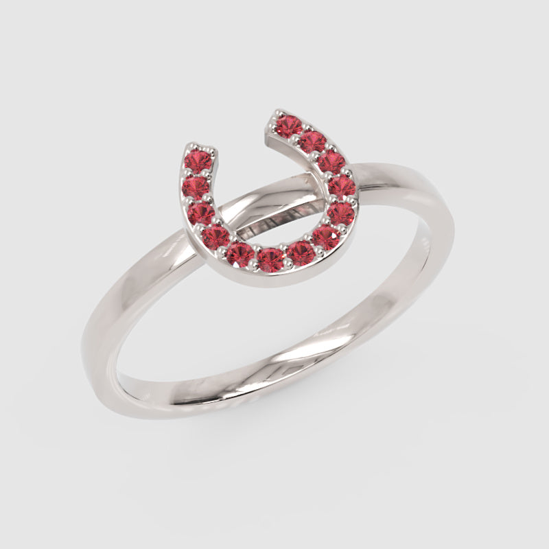 Pink Crystal Horseshoe Ring - Five