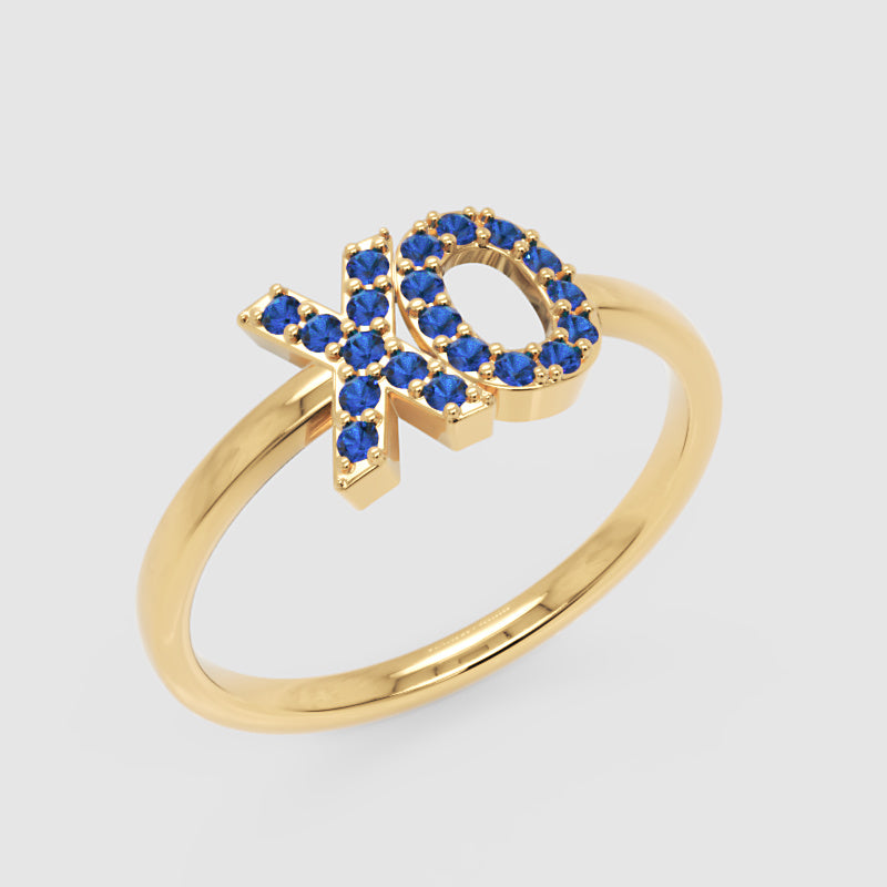 Blue Sapphire Xo Hugs And Kisses Ring - Five