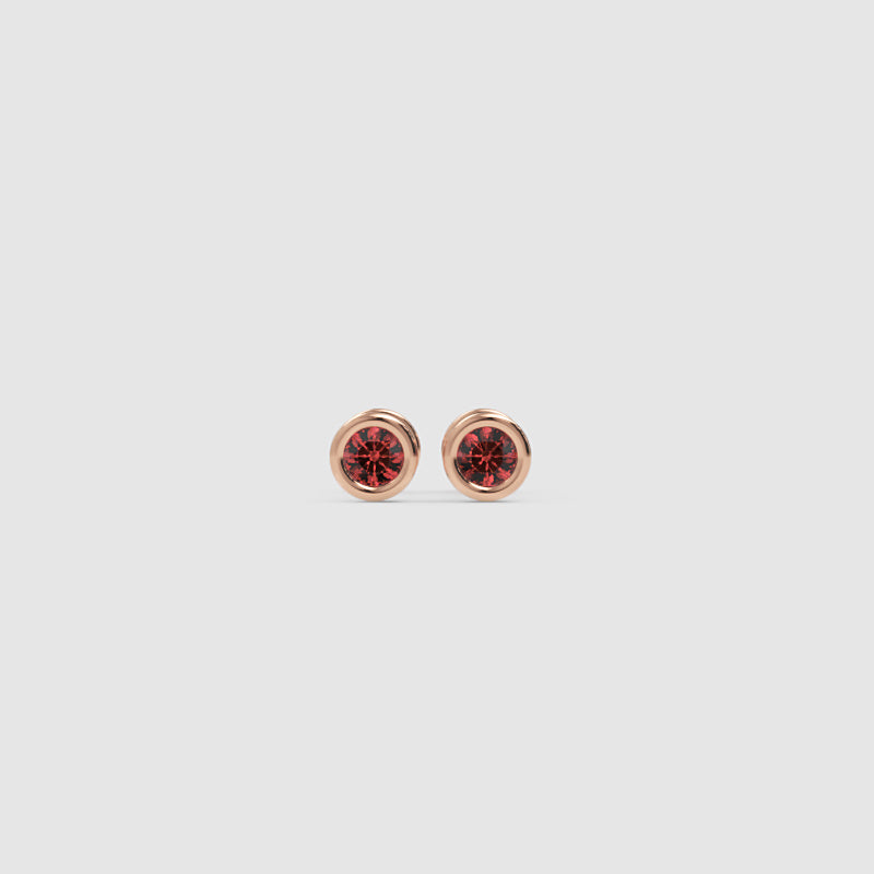 Red Crystal Bezel Set Stud Earrings - Seven
