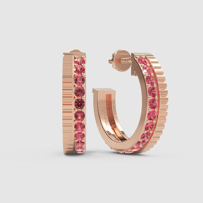 Lab-Grown Ruby Hoop Earrings In White Gold – Classic Red Statement Hoops | Jebij - Six