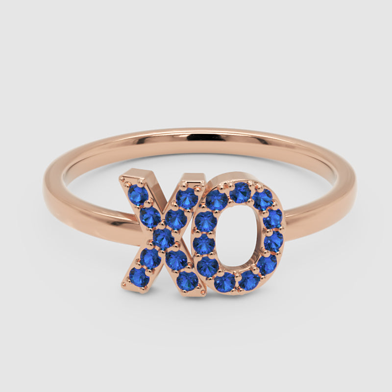 Blue Sapphire Xo Hugs And Kisses Ring - Six