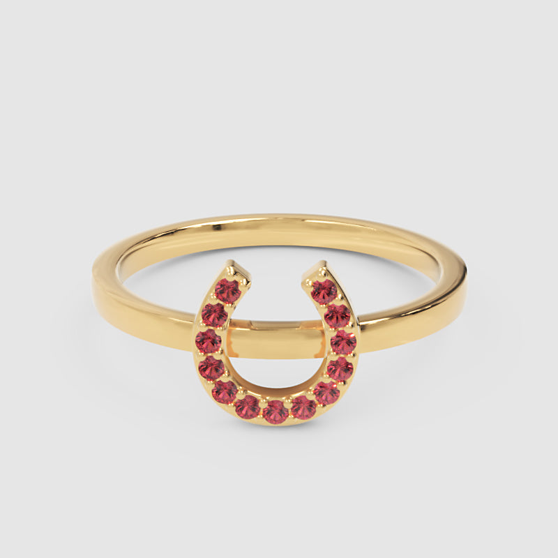 Pink Crystal Horseshoe Ring - Six