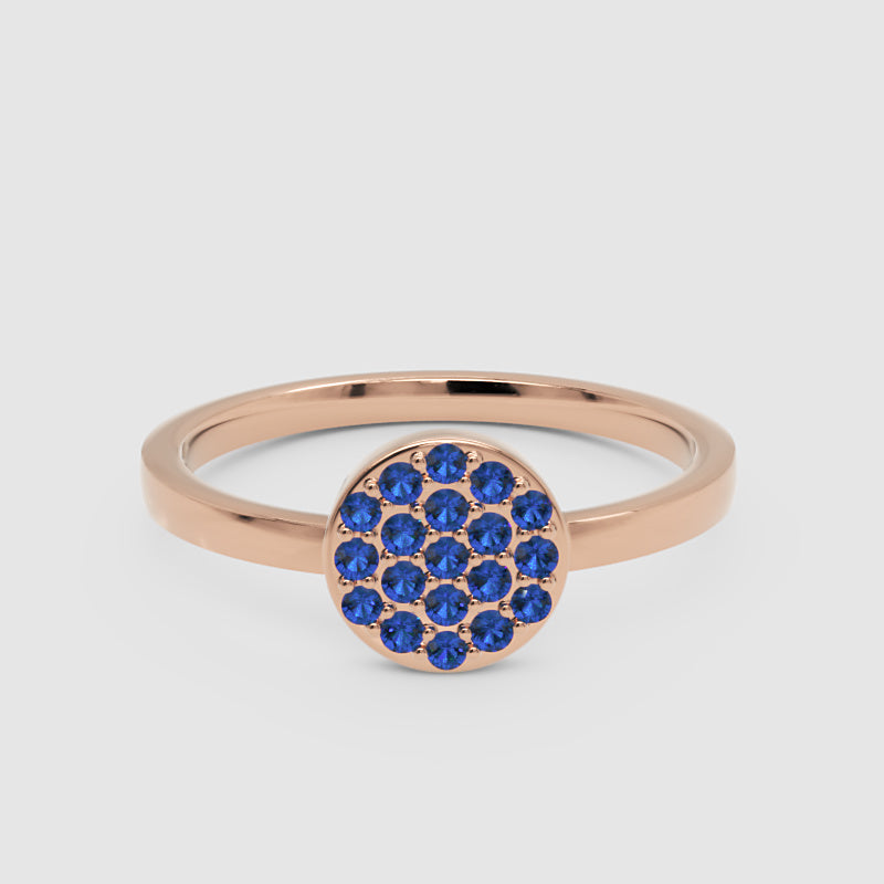 Blue Sapphire Cluster Pav Ring - Six