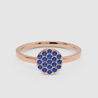 Blue Sapphire Cluster Pav Ring - Six