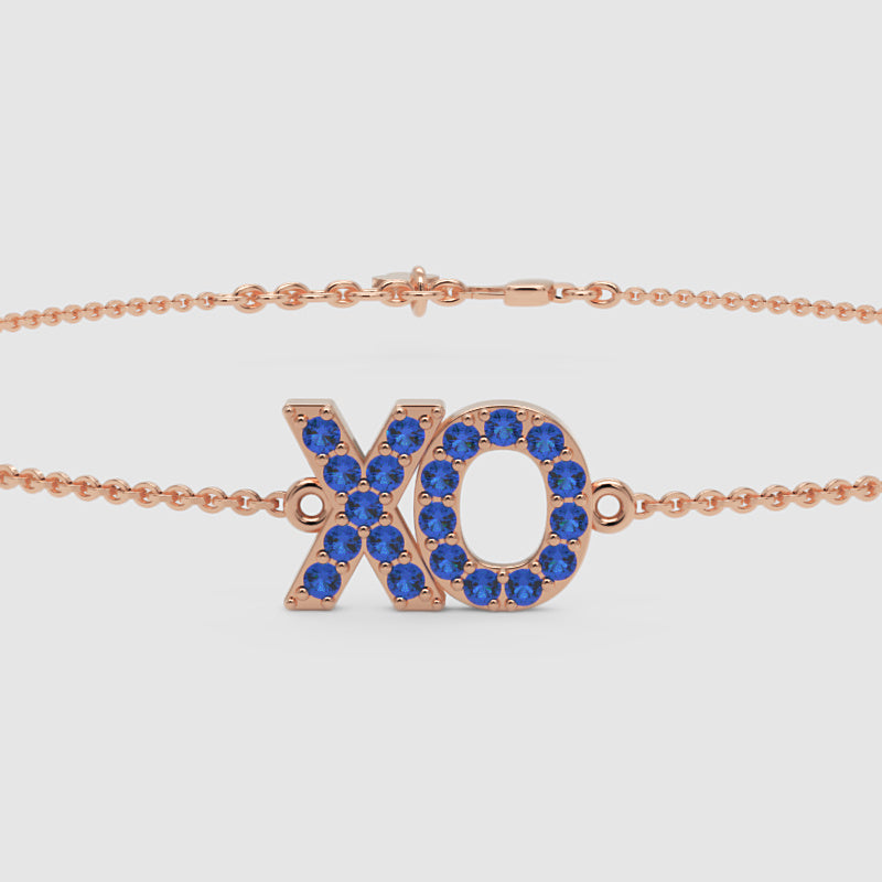 Blue Sapphire Xo Hugs And Kisses Bracelet - Six