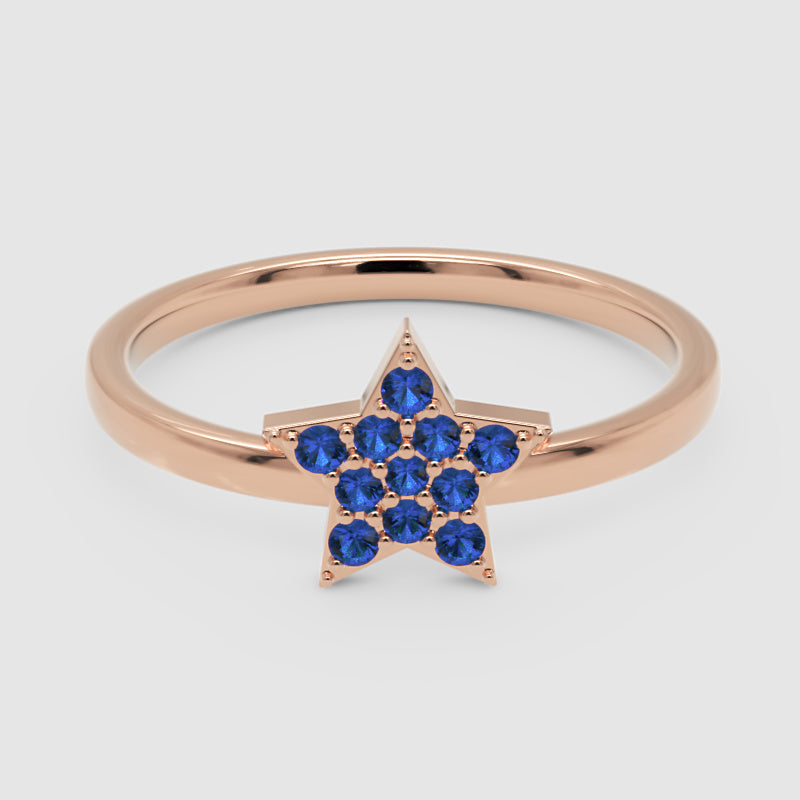 Blue Sapphire Star Cluster Ring - Six
