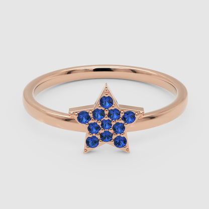 Blue Sapphire Star Cluster Ring - Six
