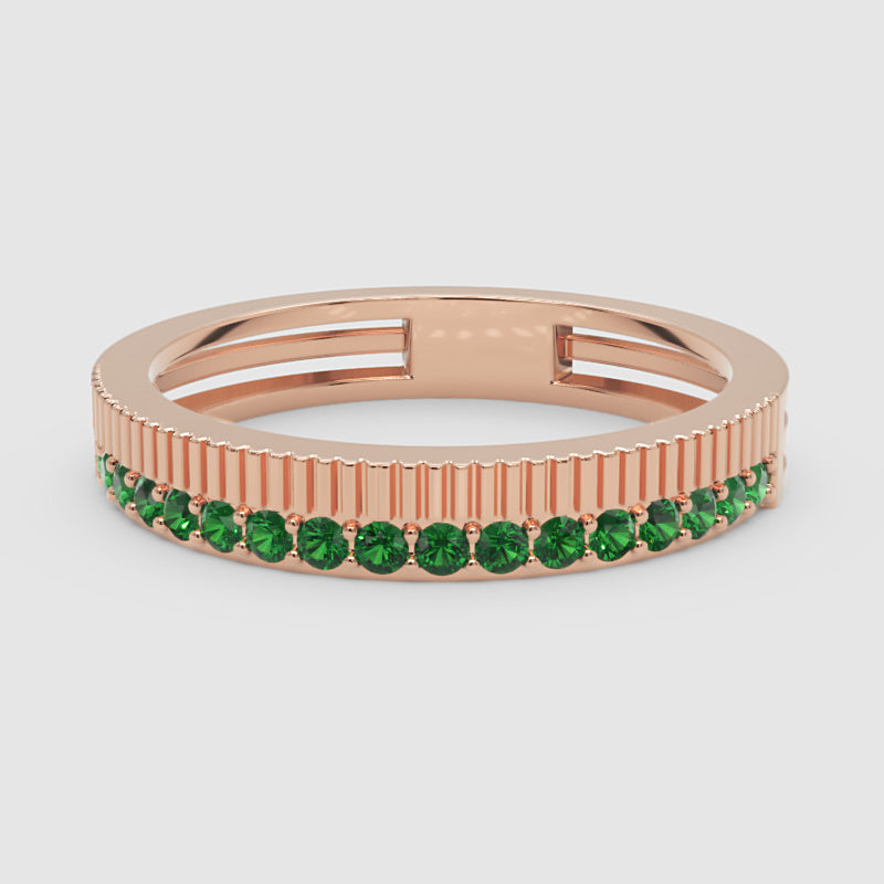 Gold Emerald Band Ring 4Mm – Minimal Textured Stackable Ring | Jebij - One