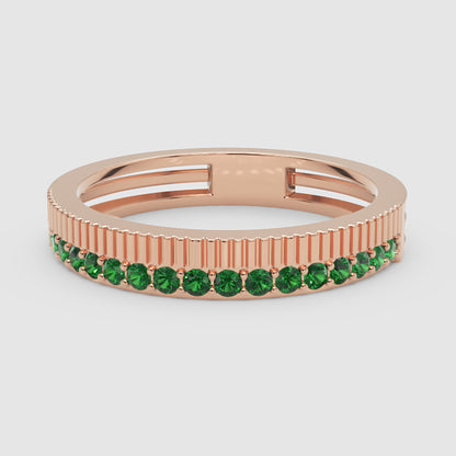 Gold Emerald Band Ring 4Mm – Minimal Textured Stackable Ring | Jebij - One