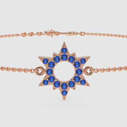 Blue Sapphire Starburst Bracelet With Open Center Design - Six