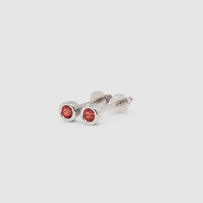 Red Crystal Bezel Set Stud Earrings - Four