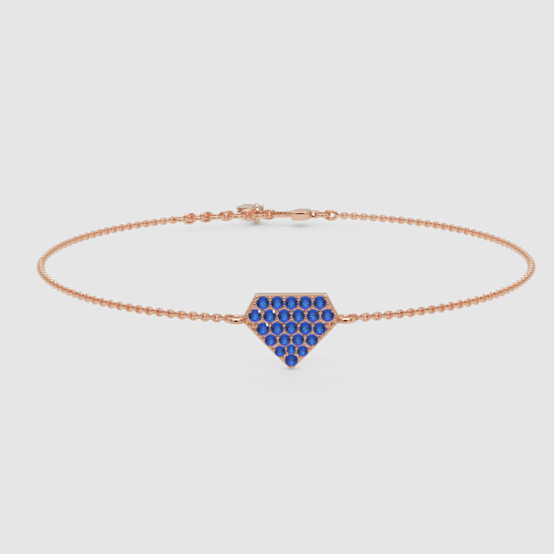 Blue Sapphire Pav Pentagon Pendant Bracelet - Seven
