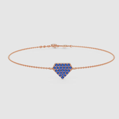 Blue Sapphire Pav Pentagon Pendant Bracelet - Seven