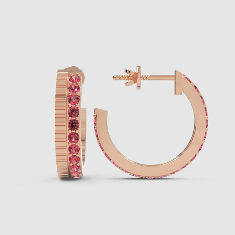 Lab-Grown Ruby Hoop Earrings In White Gold – Classic Red Statement Hoops | Jebij - Seven