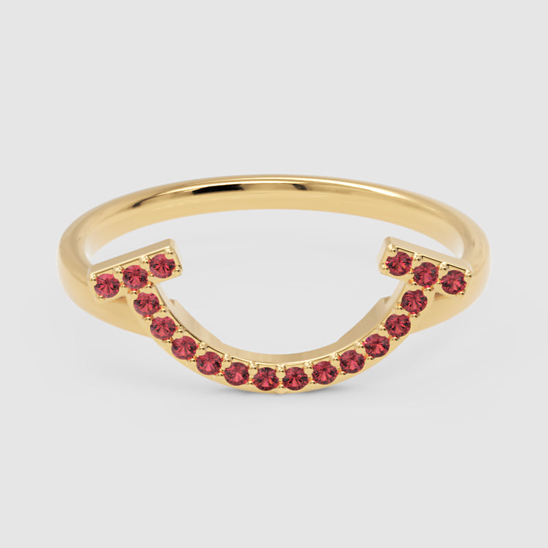 Ruby Lab Grown Gemstone Horseshoe Ring - Six