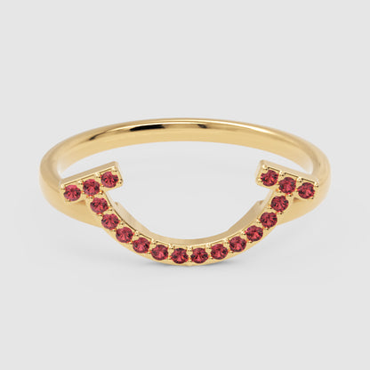 Ruby Lab Grown Gemstone Horseshoe Ring - Six