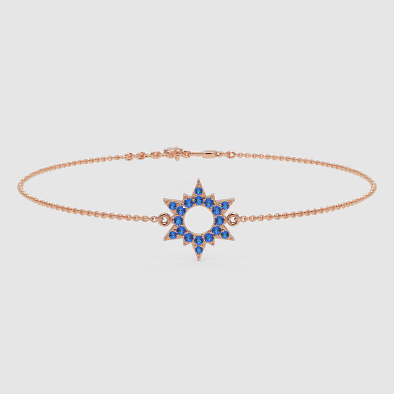 Blue Sapphire Starburst Bracelet With Open Center Design - Seven