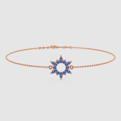 Blue Sapphire Starburst Bracelet With Open Center Design - Seven
