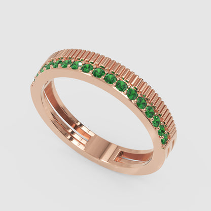 Gold Emerald Band Ring 4Mm – Minimal Textured Stackable Ring | Jebij - Three