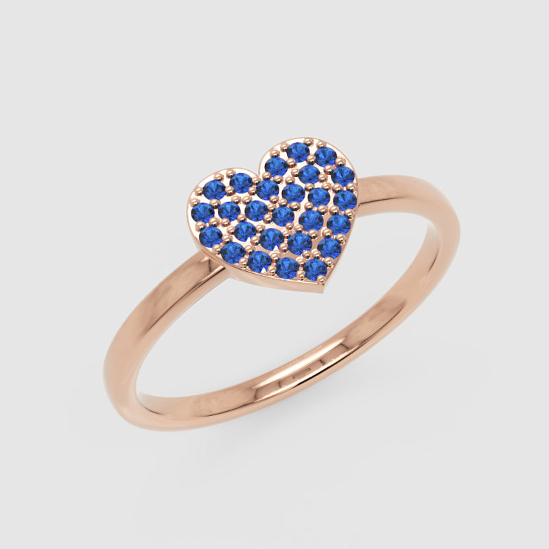 Blue Sapphire Pav Heart Ring - Seven