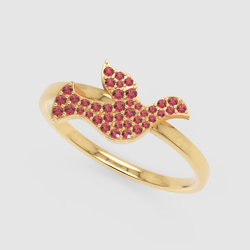 Pav Ruby Butterfly Ring In Rose Tone - Seven