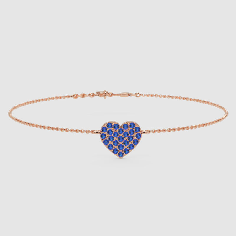 Blue Sapphire Pav Heart Bracelet - Seven