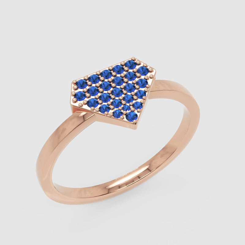 Blue Sapphire Pav Triangle Cluster Ring - Seven