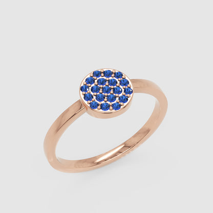 Blue Sapphire Cluster Pav Ring - Seven