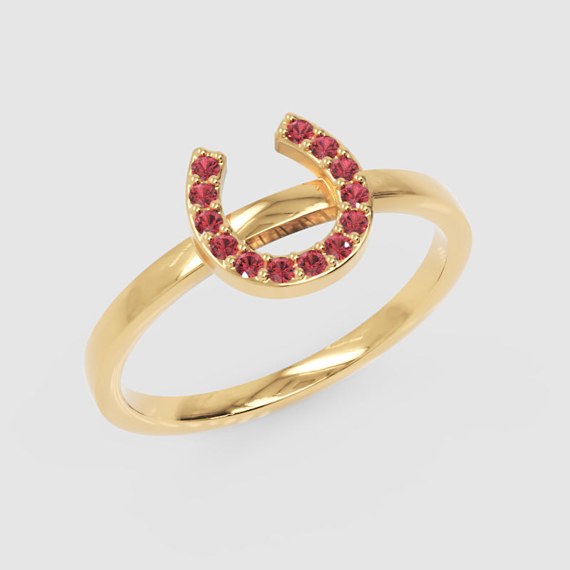 Pink Crystal Horseshoe Ring - Seven