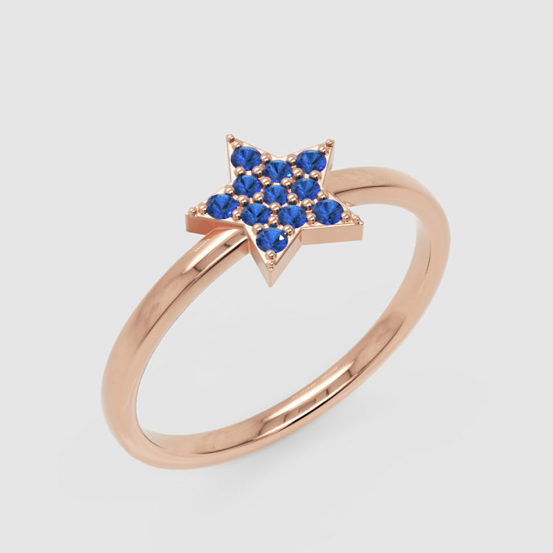 Blue Sapphire Star Cluster Ring - Seven