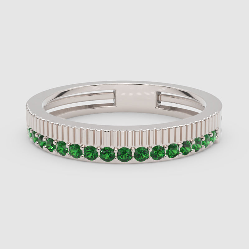 Gold Emerald Band Ring 4Mm – Minimal Textured Stackable Ring | Jebij - Four