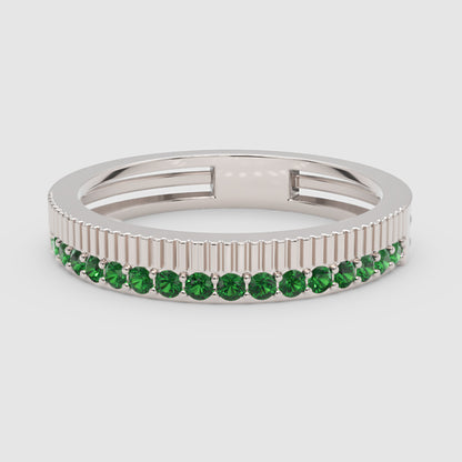 Gold Emerald Band Ring 4Mm – Minimal Textured Stackable Ring | Jebij - Four