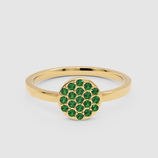 Emerald Pav Disc Stackable Ring