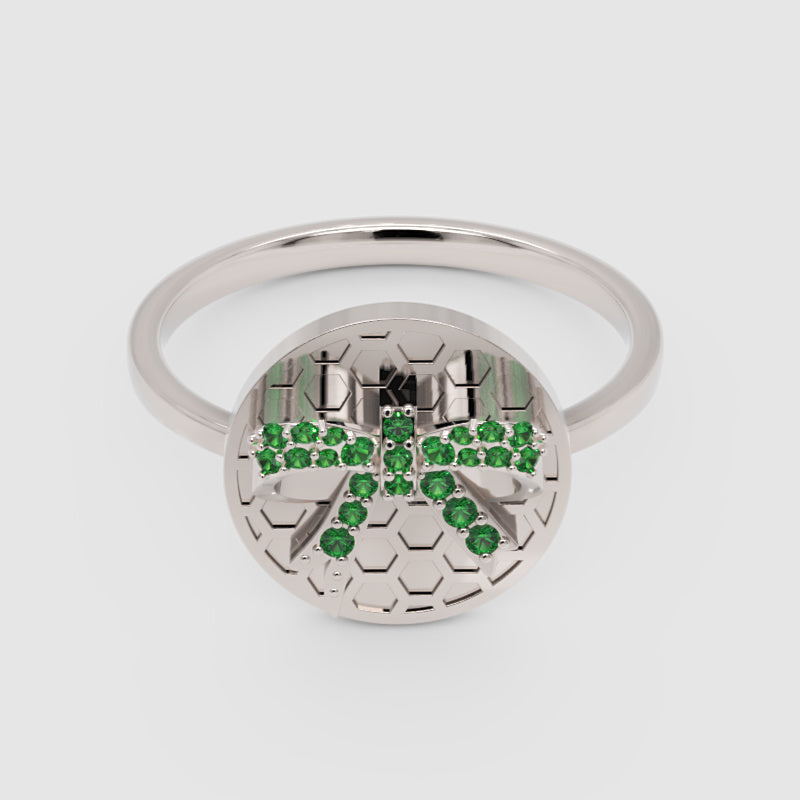 Emerald Honeycomb Disc Ring - Four
