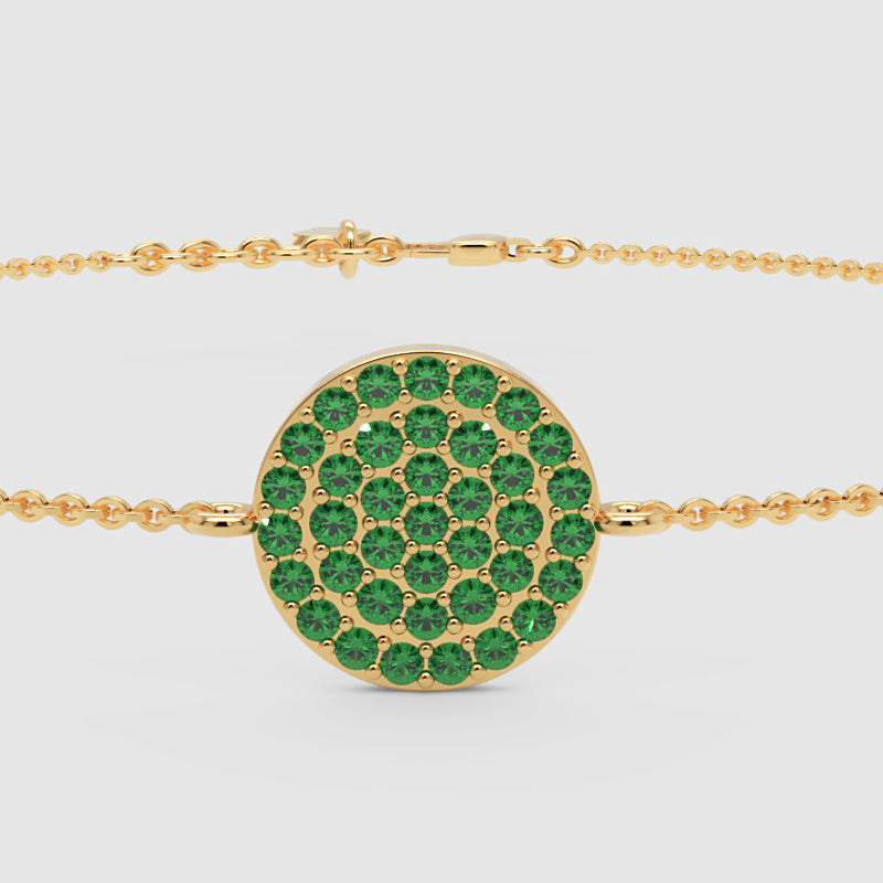 Pav Emerald Disc Chain Bracelet - One