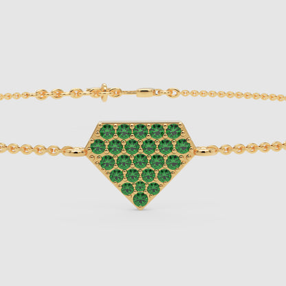 Emerald Pav Geometric Pentagon Bracelet - One