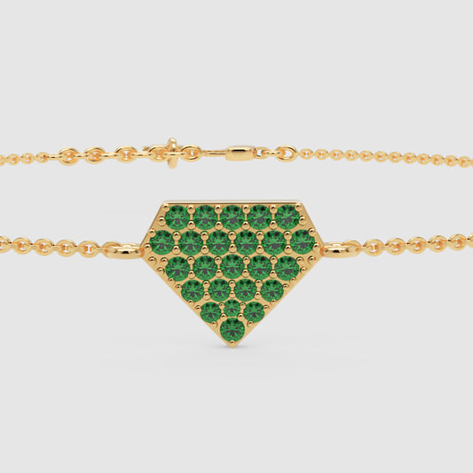Emerald Pav Geometric Pentagon Bracelet - One