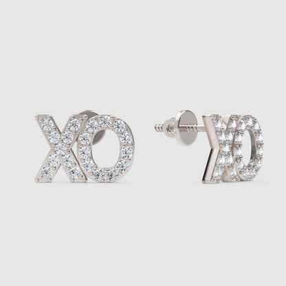 Xo Hugs And Kisses Diamond Stud Earrings With Screw Back - One