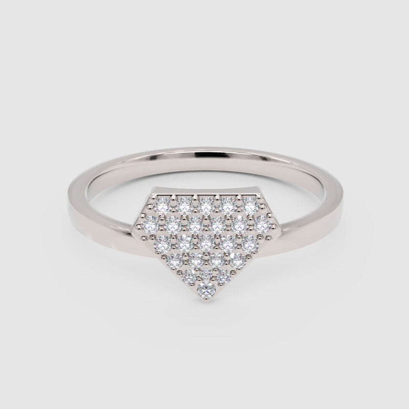 Pav Diamond Hexagon Cluster Ring - One