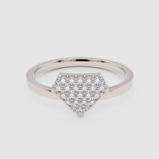 Pav Diamond Hexagon Cluster Ring